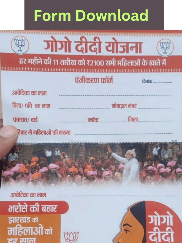 Gogo Didi Yojana Jharkhand From Download – गोगो दीदी योजना का फॉर्म यहां से करे डाउनलोड।