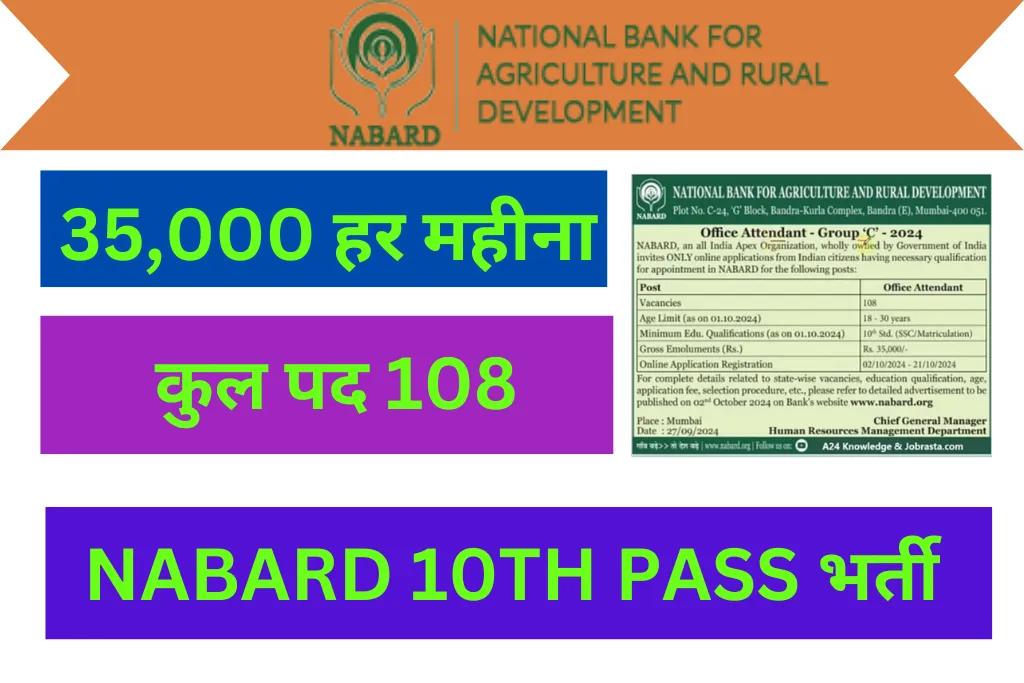 NABARD Office Attendant Vacancy 2024